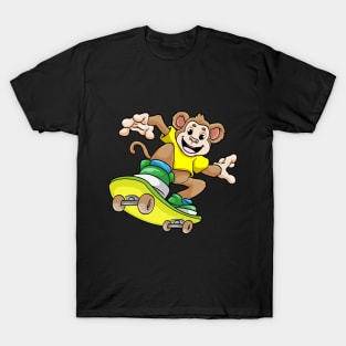 Monkey as Skateboarder with Skateboard T-Shirt